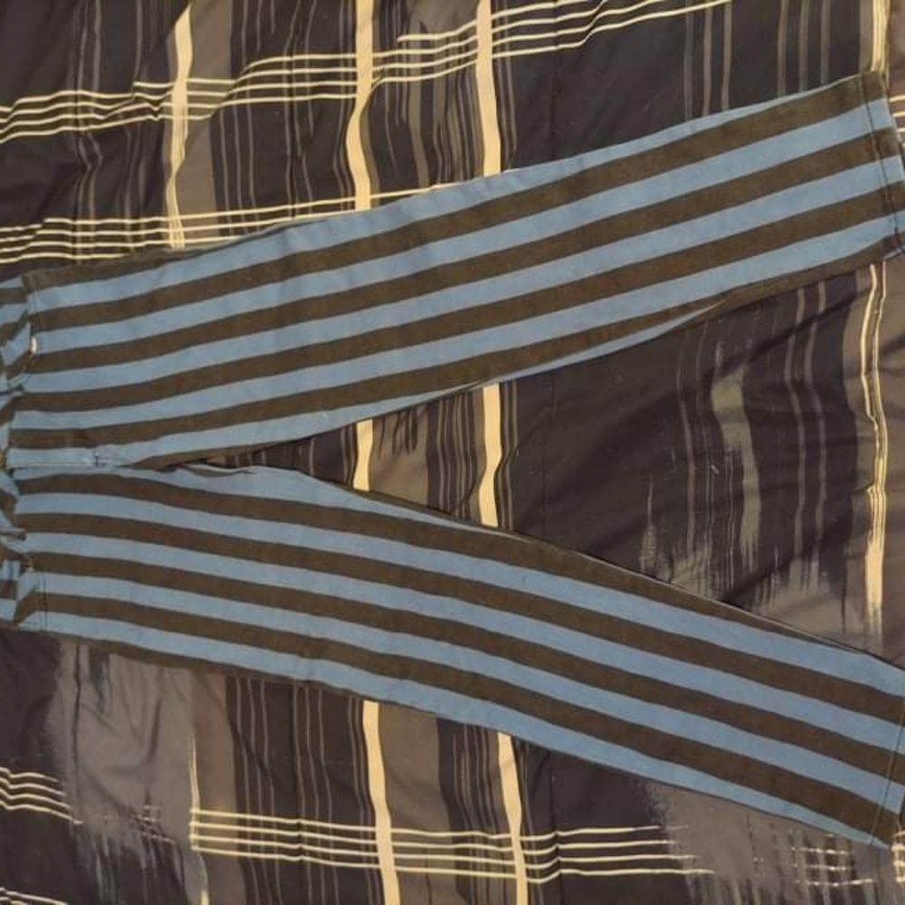 Disney blue and black striped stretchy jeans